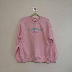 Stranger Things Starcourt Mall Crewneck Sweater, Pink, Size L
